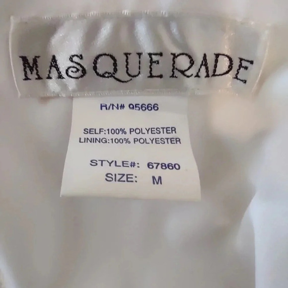 Masquerade vintage pleated lined white party dress, size M yellow roses princess - Picture 3 of 9